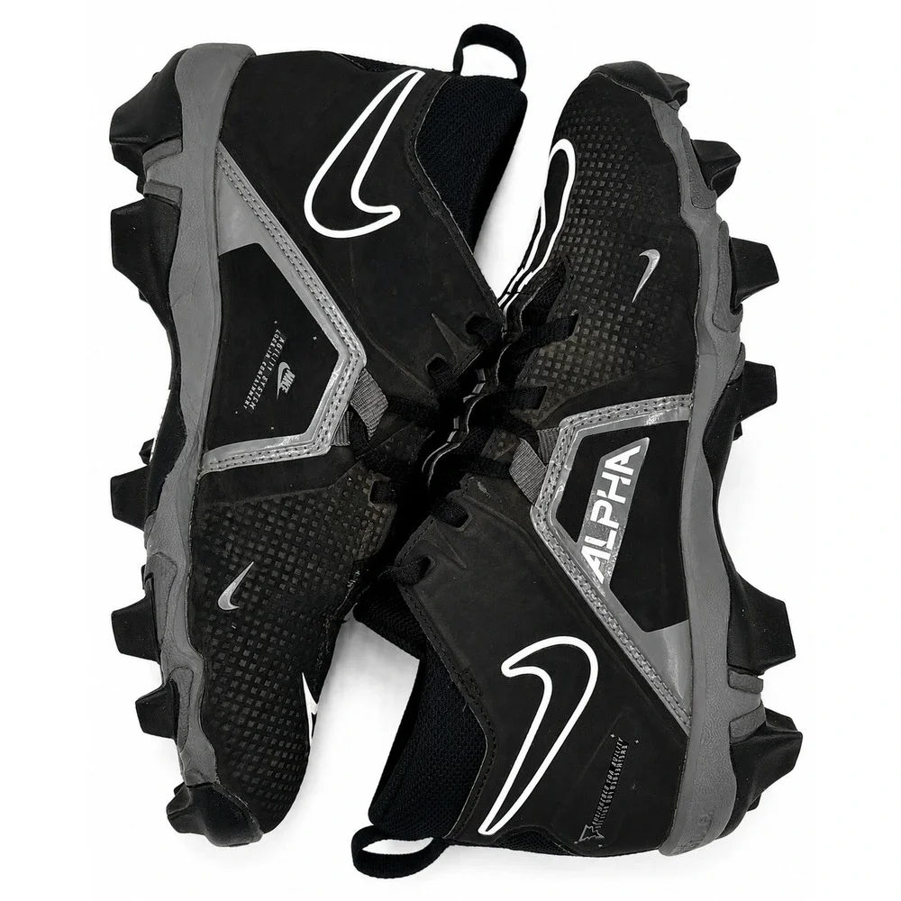 Nike Alpha Menace 3 Shark Kid's Size 5.5 Platinum Black Athletic Football Cleats